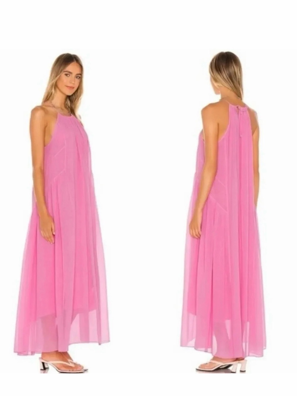 Lk NEW rag & bone pink Melody Halter Maxi Dress size medium - Picture 2 of 6